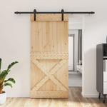 vidaXL Преплъзваща се врата Естествено и черно 95 x 210 cm (3444927)