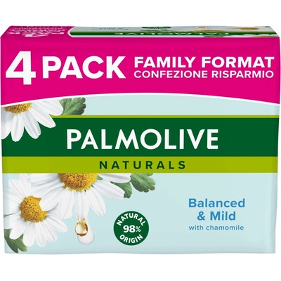 Palmolive Naturals Balanced & Mild toaletné mydlo 4 x 100 g