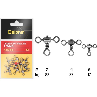 Delphin Obratlík Cross-line rolling T swivel vel.6 17 kg 10 ks – Zboží Mobilmania