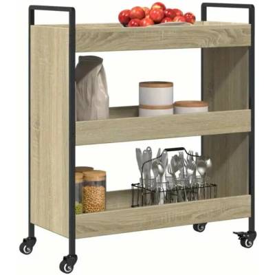 Servírovací stolek kolečka kov dřevo černá dub sonoma NoBi FLORENCIE