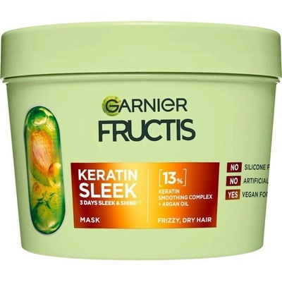 Garnier Fructis Keratin Sleek Маска за коса, 370 ml