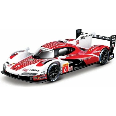 Bburago RACE Porsche 963 v dekorativním boxu bílá-červená 1:43