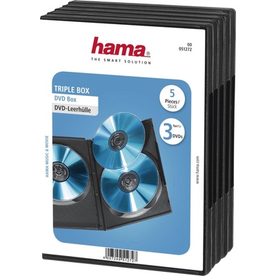 HAMA DVD box na 3 DVD, s fíliou, èierny, 5 ks - 00051272