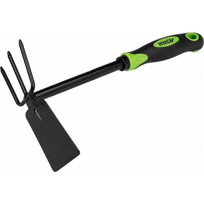 DIVODV 27898 Zahradní motyka s ručními hráběmi 2 v 1, 30 cm, černozelená
