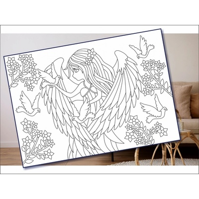 Radost v písku Šablona na pískování Víla s holubicemi A4 210 x 297 mm – Zboží Dáma