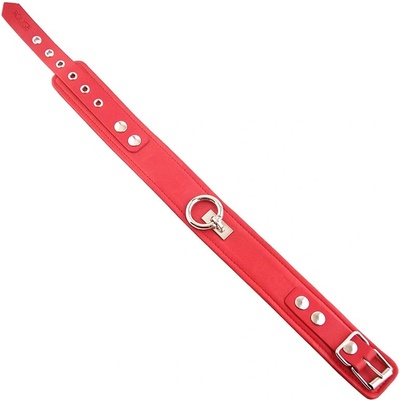ostatní ROUGE Leather Plain Collar with Removeable O-Ring Red