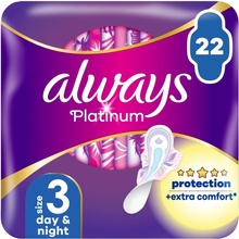 Always Platinum Night Velikost 3 Hygienické Vložky s křidélky 22 ks
