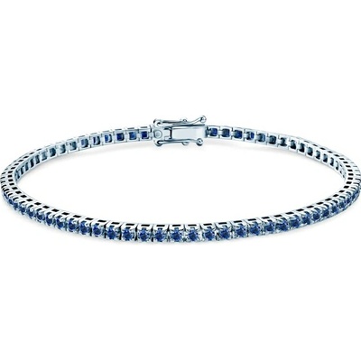 SAVICKI Tenisový náramok Luminy 2,3 mm biele zlato, modré zafíry SAV-B-TENIS-16CM-23SZ-15K-585-NSZ-B