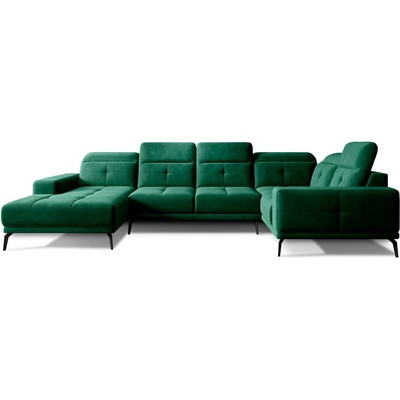 Eltap Зелен кадифен ъглов диван (десен ъгъл U форма) Neviro - ELTAP (CO-NEV-RT-35LU)