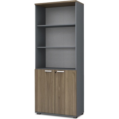TopMebel Venturo TopMebel офисна библиотека от меламин в антрацит - орех цвят 80x40x200cm