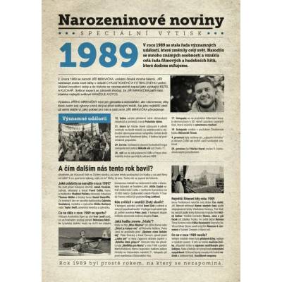Narozeninové noviny 1989 s vlastním textem a fotografií S fotografií a textem