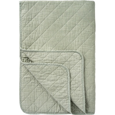 Ib Laursen přehoz na postel Prošívaný Dusty Green Stripes zelená 130 x 180 cm