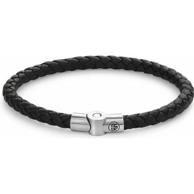 Rebel & Rose Pánsky kožený náramok Full Metal Single Round Black RR-M0040-S-M