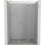 Mexen Lunar-F L сгъваеми душ врати десни 120 см, прозрачни, златни четкани - 836SL-120-050-55-00-P (836SL-120-050-55-00-P)