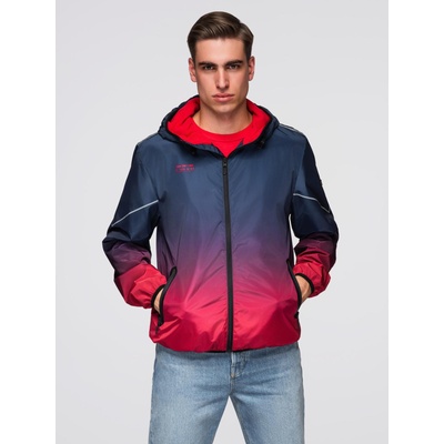 Ombre Clothing Мъжко спортно яке с рефлективни елементи и флийс подплата - тъмно синьо и червено V3 C641 Ombre Clothing Ombre Clothing | Cherven | МЪЖЕ | M
