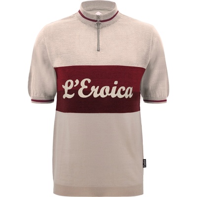 Santini Мъжка фланелка с къс ръкав за колоездене Santini Eroica Vino Wool Jersey Cycling jersey - Cappuccino - размер XL (056-3918-0214)