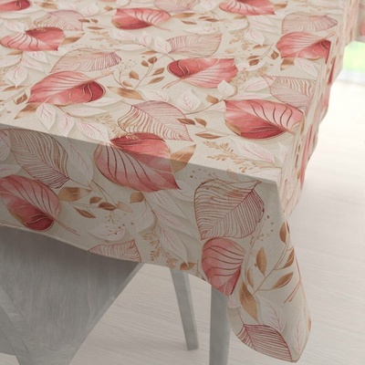 Biante Dekorační obdélníkový ubrus Leona LN-172 Růžovo-vínové listy na režném 130x160 cm
