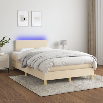 vidaXL 3133545 Boxspring postel s matrací a LED textil / barva krémová