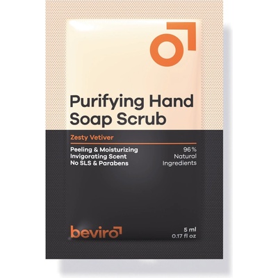 Beviro Purifying Hand Soap Scrub Zesty Vetive tekuté mýdlo na ruce s peelingem pro mužer 5 ml