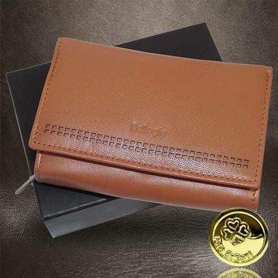 Dámská camel kožená peněženka BELLUGIO s monogramem a vlastním textem originální dárek monogram
