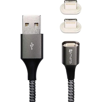4smarts Magnetic USB Cable GRAVITYCord 2.0 with Two Lightning Connectors - кабел с магнитен накрайник с два Lightning конекторa за устройства с Lightning (100см) (сив)