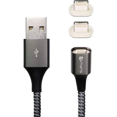 4smarts Magnetic USB Cable GRAVITYCord 2.0 with Two Lightning Connectors - кабел с магнитен накрайник с два Lightning конекторa за устройства с Lightning (100см) (сив)