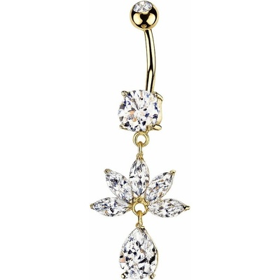 Šperky4U Zlacený visací piercing do pupíku WP0131-GD