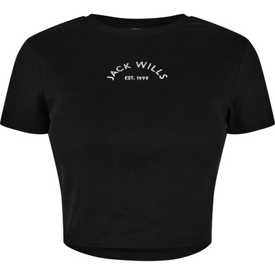 Jack Wills Бебешка тениска Jack Wills Cropped Baby Tee Ladies - Black