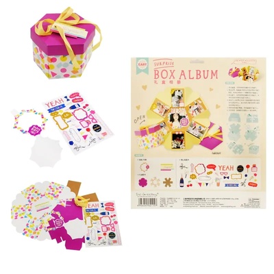 Картичка в кутия, розова - крафт комплект за скрапбукинг (К84462-1)