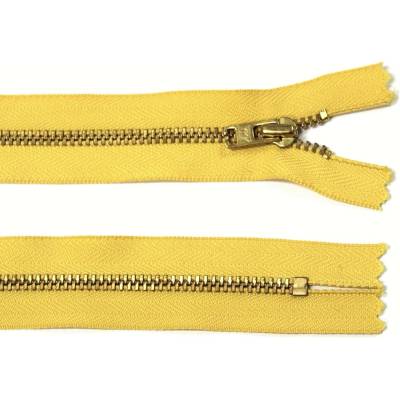 Kovový zip no.3 nerozepínací 14cm žlutý (zlaté zoubky) YKK