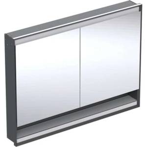 Geberit ONE - Огледален шкаф с LED осветление, 120x90x15 см, 2 врати, с ниша, за вграждане, матово черно 505.825. 00.7 (505.825.00.7)