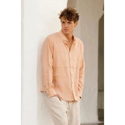 Magic Linen pánska ľanová košeľa Nevada peach