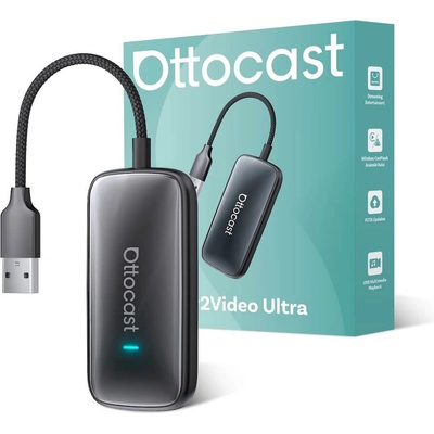 Безжично Apple CarPlay и Android Auto устройство с Android 12 - Ottocast Play2Video Ultra All-in-One Wireless CarPlay Android Auto Adapter (черен) (CA515-T)