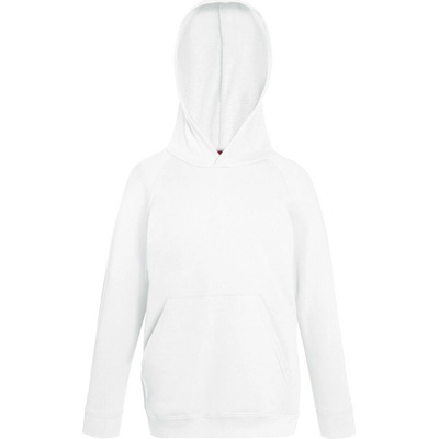 Fruit of the Loom mikina Kids Lightweight Hooded Sweat white