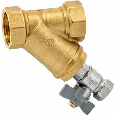 H2O Mosazný šikmý filtr 1/2" Plnoprůtok s odkalovacím ventilem 20.015 44690