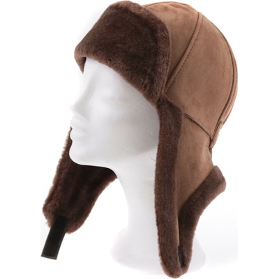 Splus Kožešinová ušanka z ovčiny DU15 hnědá velurová