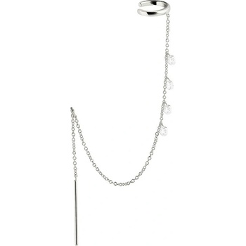 DELIS Сребърна обеца с маншет за ухо, jw1006, дизайн с верижка, с родиево покритие (jw1006)