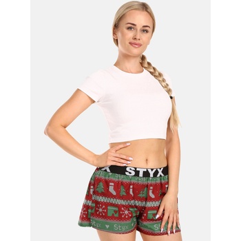 Styx Зелени и червени дамски коледни трикотажни шорти Styx Christmas Styx | Cherven | ЖЕНИ | S