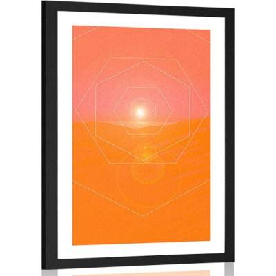 Plakát s paspartou šestiúhelníková abstrakce - 60x90 no frame
