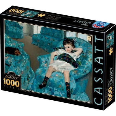 D-TOYS Malá dívka v modrém křesle 1000 dielov
