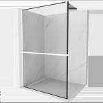 Mexen Kioto+ душ стена с рафт Walk-in 90 x 200 см, черна рамка, бяла - 800-090-121-20-70 (800-090-121-20-70)