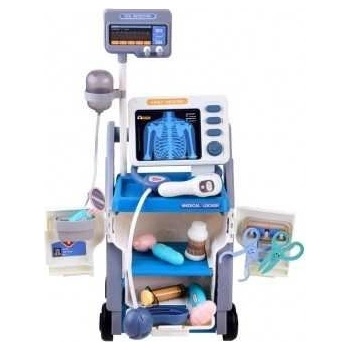 JOKO Veľká Sada Detský lekársky vozík s röntgenom a stetoskopom na batérie modrý