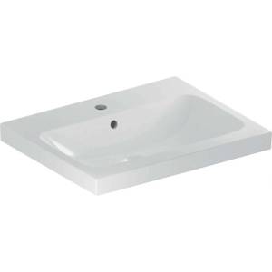 Geberit iCon - Умивалник за плот 60x48x16 cm, с преливник, с отвор за кранче, KeraTect, бял 501.847. 00.2 (501.847.00.2)