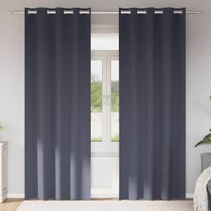 Pure Line Home Плътни завеси в цвят антрацит с метални халки, 2 бр. , 140 x 260 см