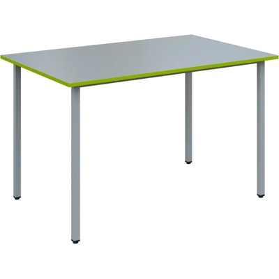JSB 120 N jídelní stůl kovová podnož stříbrná deska 18 mm deska šedá s hranou jarní zeleň 1194 x 800 mm
