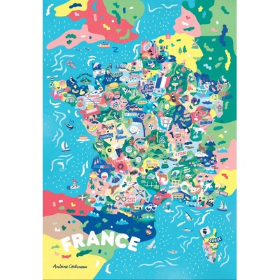 Grafika Mapa Francúzska 1000 dielov