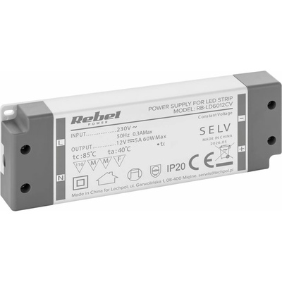 Napájací zdroj 12V/5A 60W IP20 Rebel