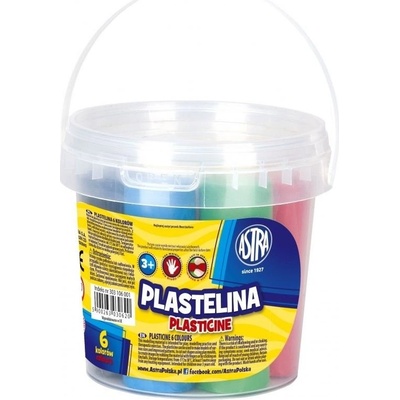 Astra Plastelína v kyblíku 6 barev 480g