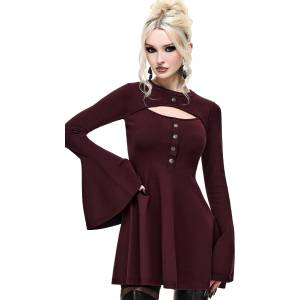 KILLSTAR дамска рокля с дълъг ръкав killstar - myra knitted - виненочервена - red - ksra015519
