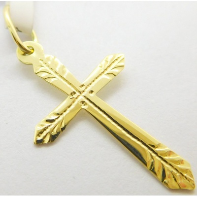 Klenoty Budín Zlatý gravírovaný křížek ze žlutého zlata 3220102